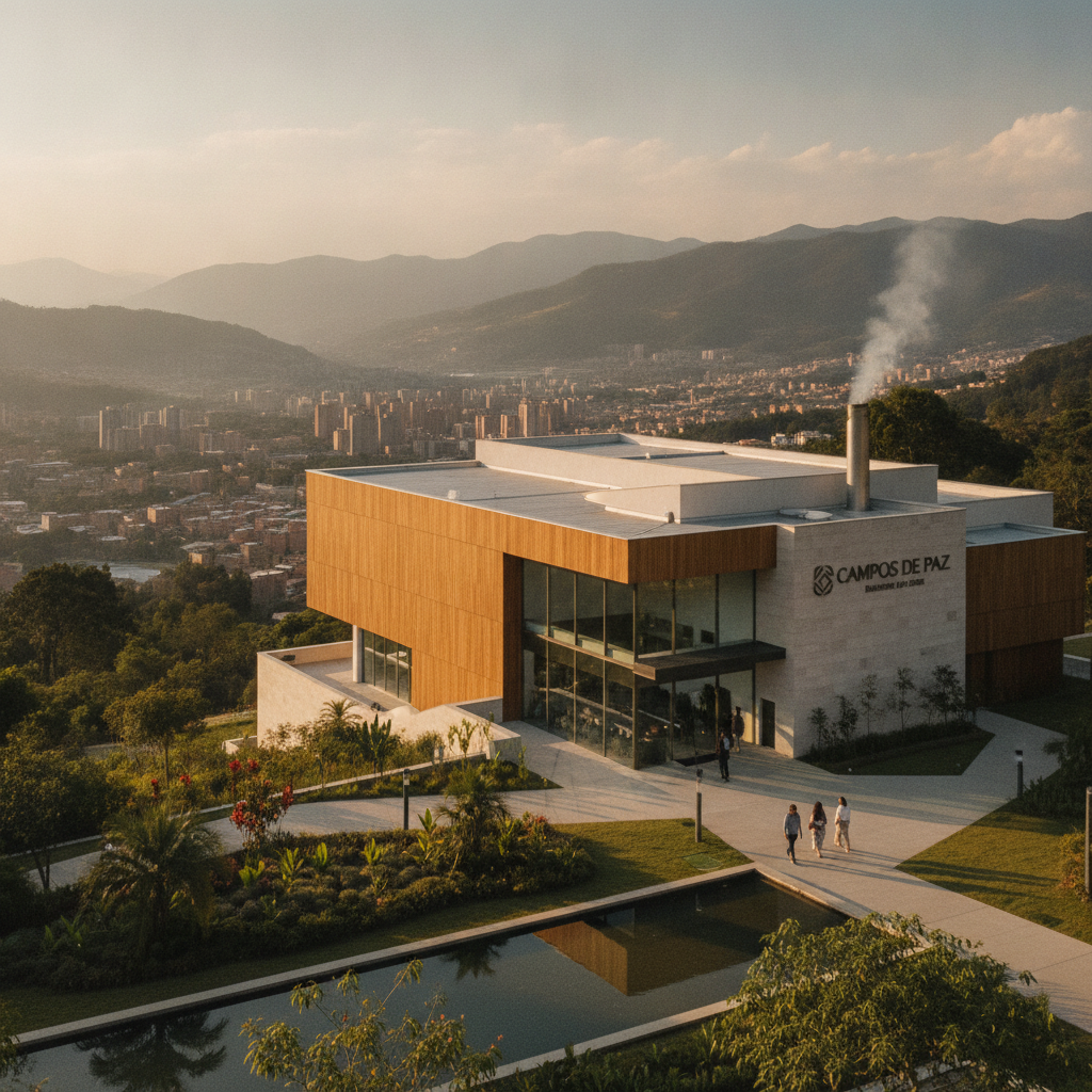 Interior moderno y tranquilo de un crematorio en Medellín