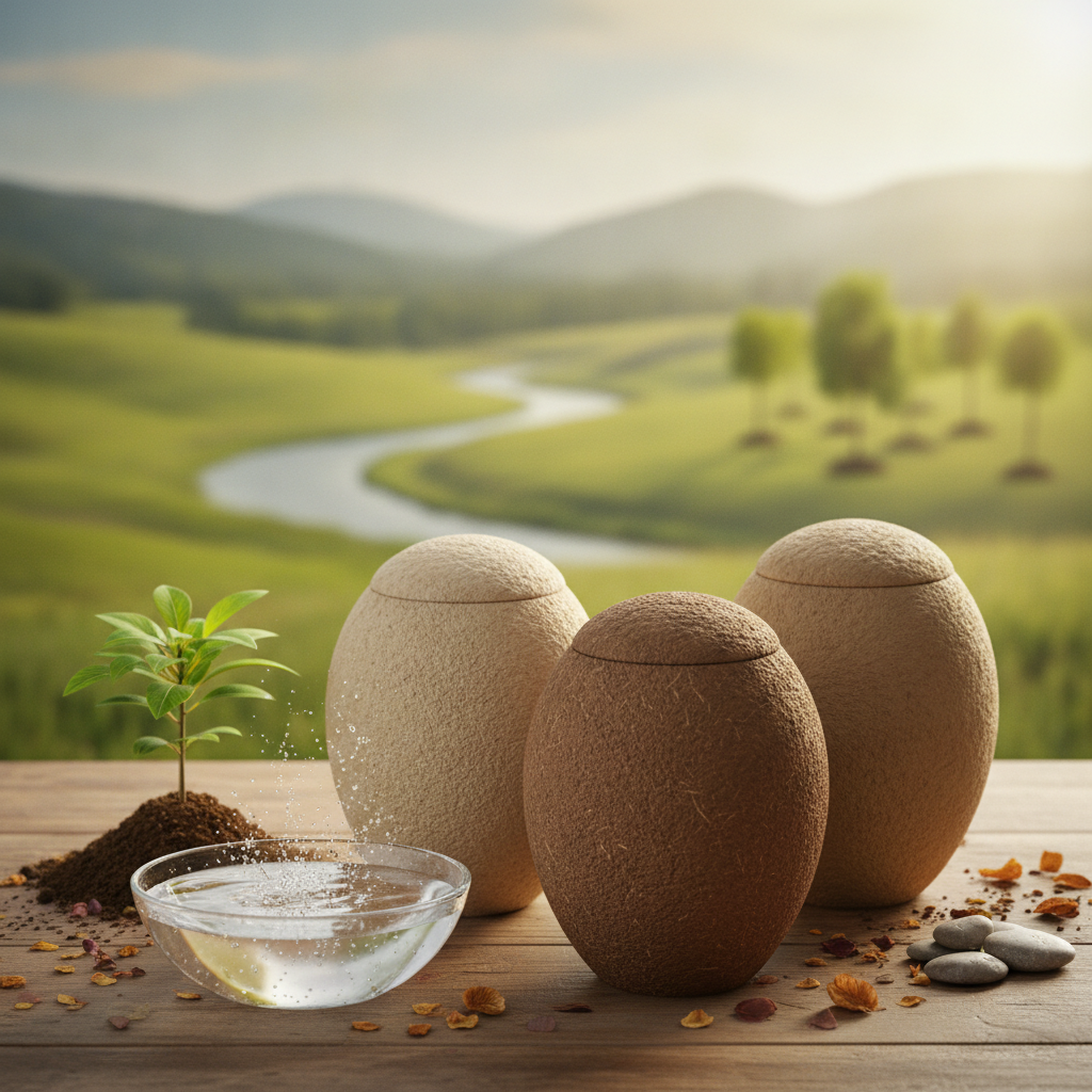 Urna biodegradable para cenizas fabricada en almidón de maíz y papel reciclado