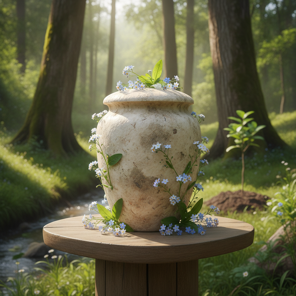 Urna biodegradable germinadora con semillas de árbol para cenizas